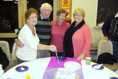 Freda, John, Janet and Jill cutting the 9th Birthday Cake - 29th April 2013.