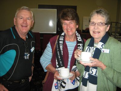 `Port Power` Lynn, `Magpie` Jenny and `Catter` Jenny enjoying a cuppa.